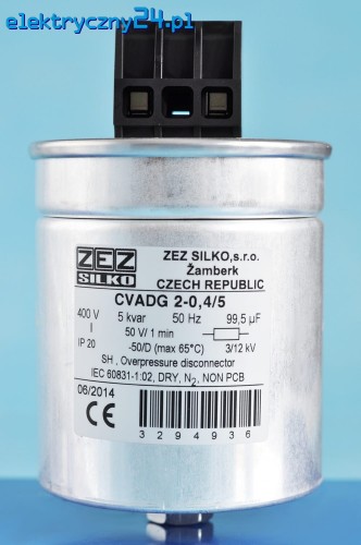 Kondensator jednofazowy CVADG 2-0,4/5; 1,66 kvar/230V